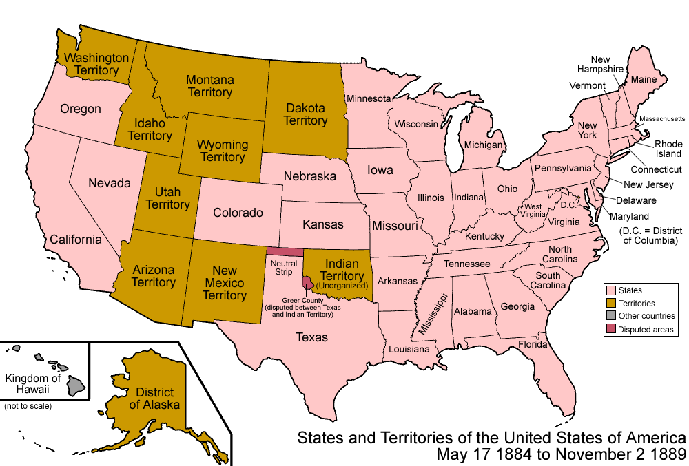 USA map 1900 industrial era
