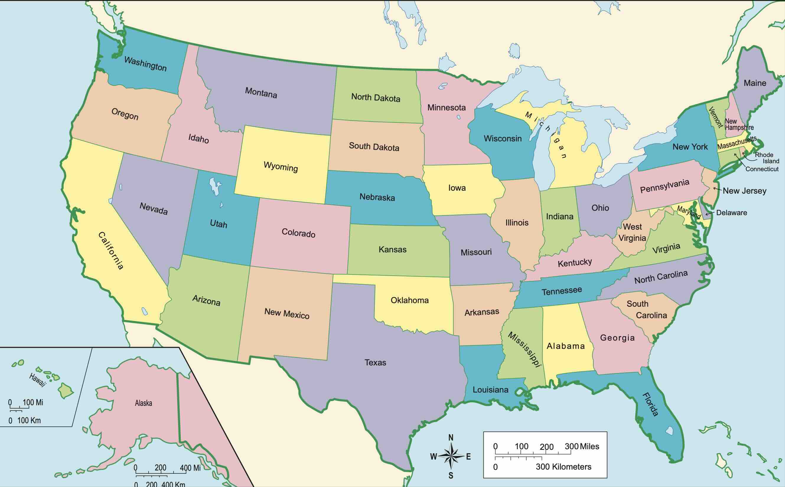 Map of the United States with state names labeled